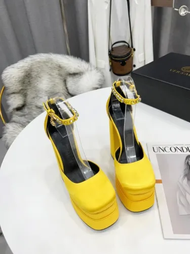 Versace Brand Womens Sandals Shoes Pumps Leather Big Size LA MEDUSA LEATHER PUMPS with 5cm High Platform and 15cm Heel Design  