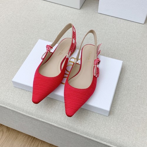 Dior Women Shoes Pumps Luxury Design Fashion Type Flat Heel Shoes for Wedding Style J'ADIOR SLINGBACK BALLERINA Cotton Fabric with Original Box Flat