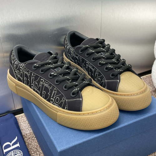 Dior Mens Shoes Sneakers DIORAND STONE ISLAND B33 Sneaker -LIMITEDAND NUMBERED EDITION Black Dyed Cotton with Dior Oblique Motif 3SN303ZAM_H900 with Original Box