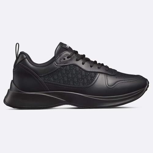Dior Mens Shoes Luxury Sneakers B25 RUNNER SNEAKER Black Smooth Calfskin and Dior Oblique Jacquard with Original Box  