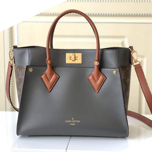 Louis Vuitton Womens Shoulder Bags Handbags Luxury Brand Fashion ON MY SIDE MM Twist calfskin and Monogram coated canvas M53823