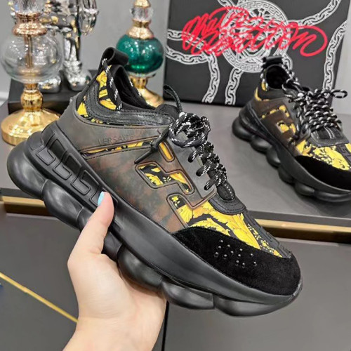 Versace Men Shoes Fashion Sneakers Luxury Brand with Original Box Top Quality Breathable Mens Sneakers Chain Reaction Multi-Color Rubber Suede  