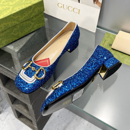 Gucci Womens Shoes Pumps Luxury Brand Women's Low-Heel Pump With Horsebit In Leather 2.5cm Heel with Original Box 694855 BNC00 5815