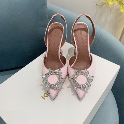 Amina Muaddi Womens Shoes Sandals Slippers Luxury Brand Fashion Pumps for Women with Original Box 9cm Heel