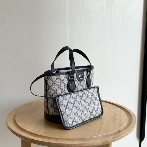 Gucci Womens Bags Handbags Luxury Brand Ophidia mini tote bag in beige and blue GG Supreme with Original Box 811716 K9GSN 4075