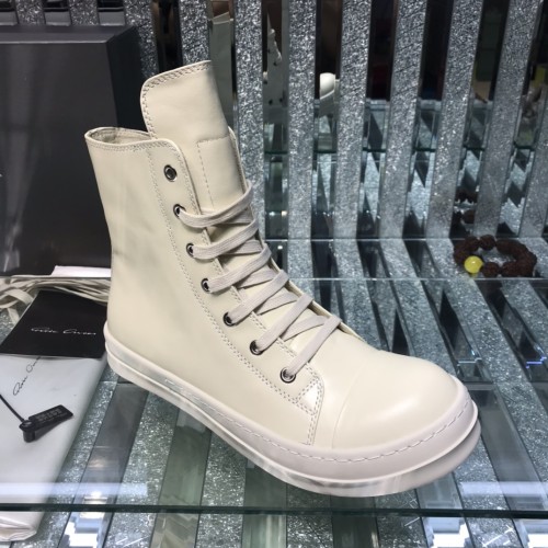 Rick Owens Men Shoes Sneakers Leather High-Top Breathable Mens Casual Shoes Ankle Boots with Original Box