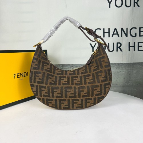 Fendi Womens Bags Shoulder Handbags Luxury Brand Fendigraphy Small Brown FF fabric bag 8BR798ALP3F1I02