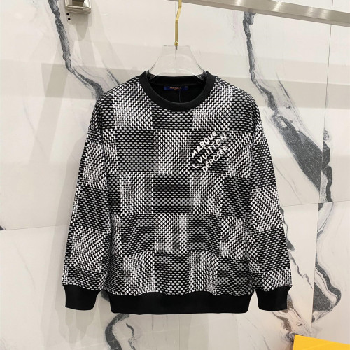 Louis Vuitton Womens Mens Long Sleeve Sweatshirt Luxury Brand Mens Damier Cotton Sweatshirt   