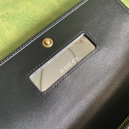 Gucci Womens Mens Bags Wallets Luxury Brand Gucci Diana chain wallet with bamboo in black leather with Original Box 658243 17Q0T 1000