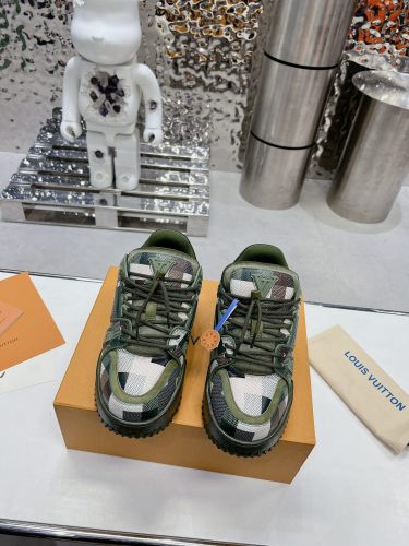 Louis Vuitton Mens Shoes Fashion Sneakers Design Luxury Brand LV TRAINER SNEAKER 1ABLVV Mix of materials with Original Box 1ABLUR  