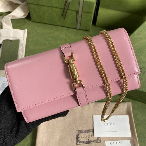 Gucci Womens Mens Bags Wallets Luxury Brand Gucci Jackie 1961 chain wallet with Original Box 652681 14J0G 1000