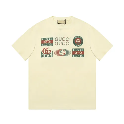 Gucci Luxury Brand Women Mens Short Sleeve T-Shirt COTTON JERSEY T-SHIRT WITH GUCCI PRINT   