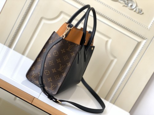 Louis Vuitton Womens Shoulder Bags Handbags Luxury Brand Fashion ON MY SIDE MM Black Twist calfskin and Monogram coated canvas M53823