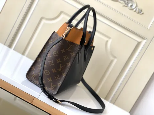 Louis Vuitton Womens Shoulder Bags Handbags Luxury Brand Fashion ON MY SIDE MM Black Twist calfskin and Monogram coated canvas M53823