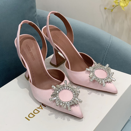 Amina Muaddi Womens Shoes Sandals Slippers Luxury Brand Fashion Pumps for Women with Original Box 9cm Heel