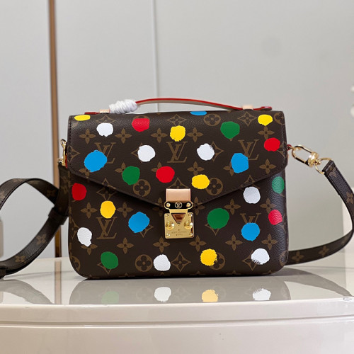 Louis Vuitton Womens Bags Crossbody Bag Luxury Brand LV X YK POCHETTE MÉTIS​ Monogram coated canvas with 3D Painted Dots print with Original Box M46384
