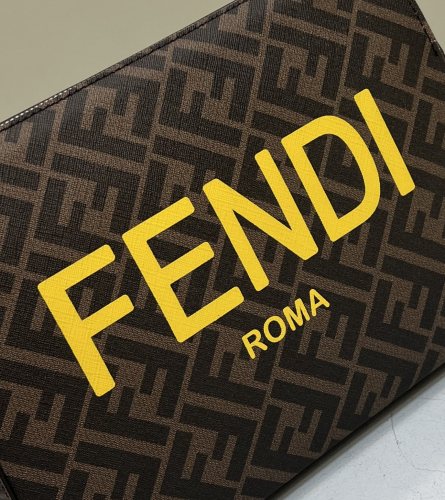 Fendi Womens Bags Clutch Luxury Brand FENDI FIRST MEDIUM Black leather bag 8BP127ABVEF0KUR with Original Box