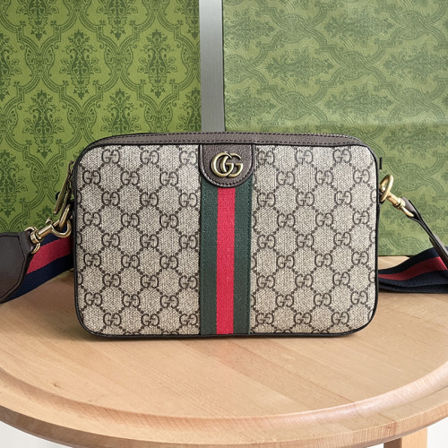 Gucci Mens Womens Bags Shoulder Bag Luxury Brand Ophidia GG shoulder bag in beige and ebony GG Supreme with Original Box 699439 9C2ST 8920