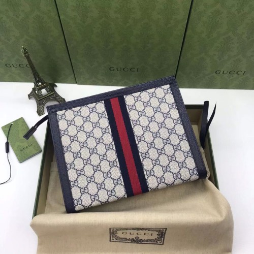Gucci Womens Mens Unisex Bags Clutch Luxury Brand Ophidia GG pouch in beige and blue Supreme 625549 96IWN 4076