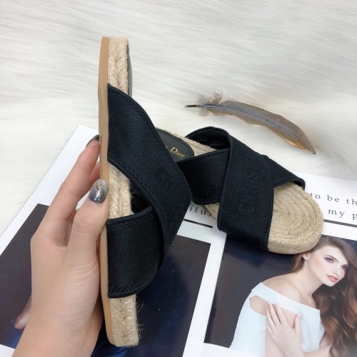 Dior Womens Shoes Slippers Dior Granville Espadrille Dior Oblique Embroidered Cotton with Original Box