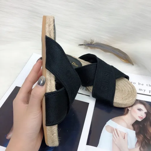 Dior Womens Shoes Slippers Dior Granville Espadrille Dior Oblique Embroidered Cotton with Original Box