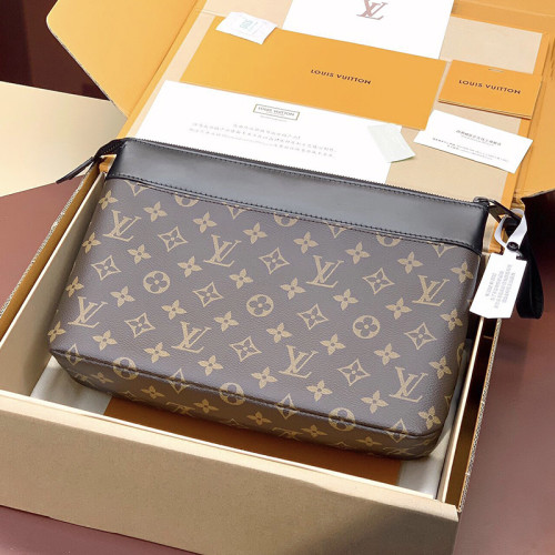 Louis Vuitton Mens Womens Bags Clutch Luxury Brand Fashion Type M82545 Pochette Voyage Souple Monogram Eclipse with Original Box  