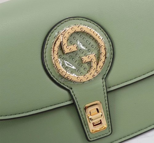 Gucci Womens Bags Shoulder Messenger Bag Luxury Brand Gucci Blondie top-handle bag in light green leather with Original Box  