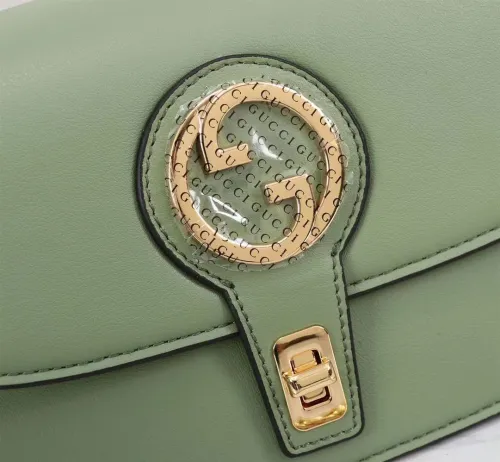 Gucci Womens Bags Shoulder Messenger Bag Luxury Brand Gucci Blondie top-handle bag in light green leather with Original Box  