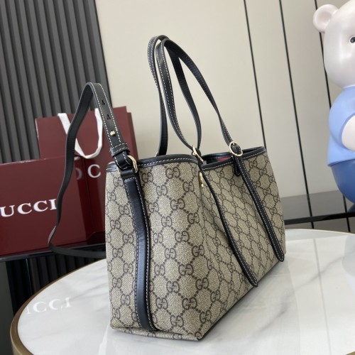 Gucci Womens Bags Shoulder Messenger Bag Luxury Brand GG Emblem small tote bag in beige and dark brown canvas with Original Box 815214 FAD6L 9758