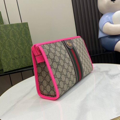 Gucci Womens Mens Unisex Bags Wallets Clutch Luxury Brand GG Supreme Ophidia Toiletry Case with Original Box  