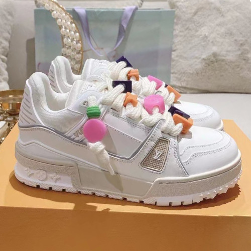 Louis Vuitton Mens Shoes Fashion Sneakers Design Luxury Brand LV TRAINER SNEAKER Mix of materials with Original Box 1A9JI9