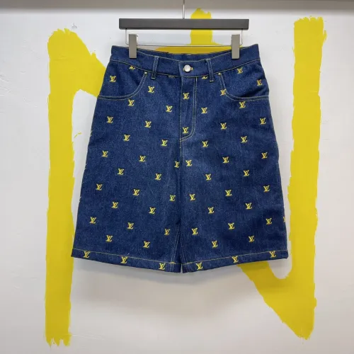 Louis Vuitton Luxury Brand Women Mens Pant Short Jeans Embroidered Signature Denim Shorts 1AFIAN   