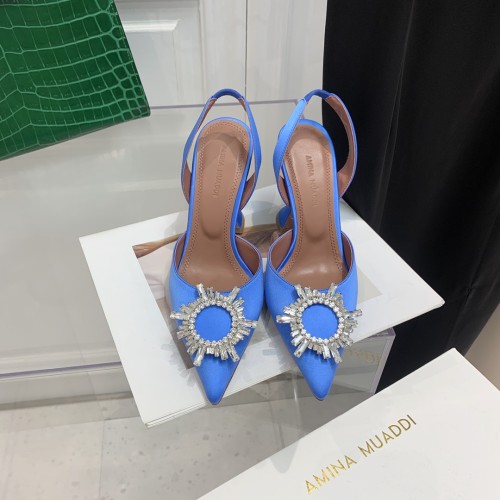 Amina Muaddi Womens Shoes Sandals Slippers Luxury Brand Fashion Pumps for Women with Original Box 9cm Heel