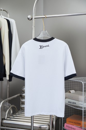 Louis Vuitton Luxury Brand Men Womens Short Sleeve T-Shirt Embellished Cotton T-Shirt 1AFXNX   