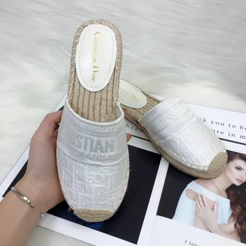 Dior Womens Shoes Slippers Dior Granville Espadrille Dior Oblique Embroidered Cotton with Original Box