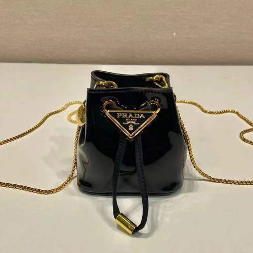 Prada Mens Womens Unisex Shoulder Bags Luxury Brand Black Sequined Satin Mini-pouch 1NR016_959_F0002 with Original Box  