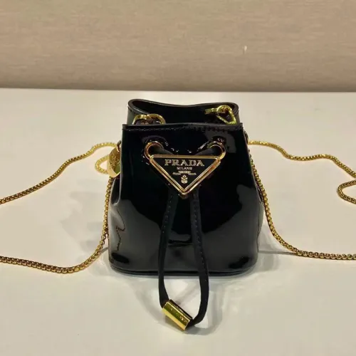 Prada Mens Womens Unisex Shoulder Bags Luxury Brand Black Sequined Satin Mini-pouch 1NR016_959_F0002 with Original Box  