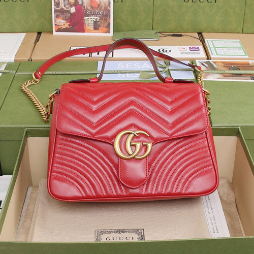 Gucci Womens Bags Shoulder Messenger Bag Luxury Brand Gucci Leather GG Marmont Small Top Handle Bag with Original Box 498110 DTDIT 1000