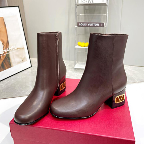 Valentino Garavani Women Fashion Ankle Boots Luxury Brand Vlogo Signature Calfskin Combat Boot with Original Box 6cm Heel