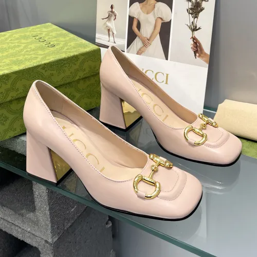 Gucci Womens Shoes Pumps Luxury Brand Women's Mid-Heel Pump With Horsebit In Leather 7.5cm Heel with Original Box 694855 BNC00 5815