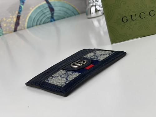 Gucci Womens Bag Wallets Card Holder Luxury Brand Ophidia GG card case in beige and blue Supreme with Original Box  