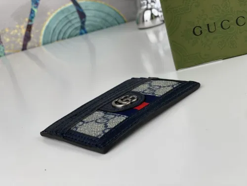 Gucci Womens Bag Wallets Card Holder Luxury Brand Ophidia GG card case in beige and blue Supreme with Original Box  