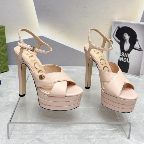 Gucci Womens Shoes Sandals 14cm Heel Luxury Brand with Original Box 730022 US000 7519 Women's Interlocking G sandal in leather Whatsapp 