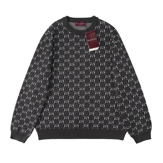 Gucci Men Womens Sweater Luxury Brand Womens Knitwear WOOL JACQUARD SWEATER WITH GG SHADOW 794503 XKEAP 1150 Top Quality   