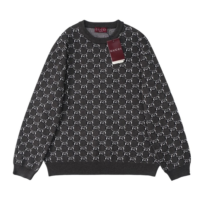 Gucci Men Womens Sweater Luxury Brand Womens Knitwear WOOL JACQUARD SWEATER WITH GG SHADOW 794503 XKEAP 1150 Top Quality   