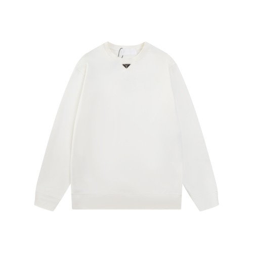 Prada Women Mens Sweatshirt Luxury Brand Mens Sweatshirts Oversized cotton sweatshirt with triangle logo   