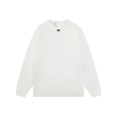Prada Women Mens Sweatshirt Luxury Brand Mens Sweatshirts Oversized cotton sweatshirt with triangle logo   