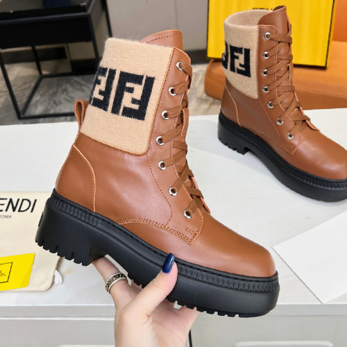 Fendi Womens Shoes Fashion Boots Luxury Brand Fendi Fendigraphy Black leather biker boots with Original Box 8T8355AKY6F1H1K