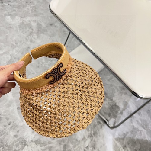 Celine Womens Hats Luxury Brand Design Celine Straw Visor Hat with Original Box  