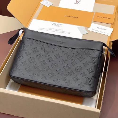 Louis Vuitton Mens Womens Bags Clutch Luxury Brand Fashion Type M82545 Pochette Voyage Souple Monogram Eclipse with Original Box  